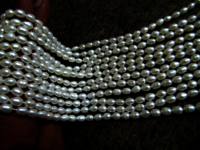 Natural Fresh water Pearl Rice White Pearl 5X7mm Beads Strand 15 inches Long