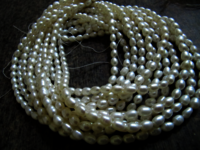 Natural Fresh water Pearl Rice White Pearl 5X7mm Beads Strand 15 inches Long