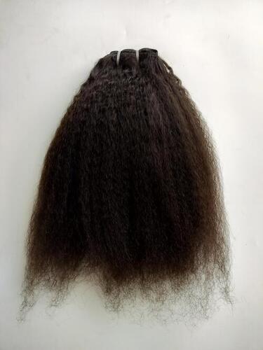 Natural Black Kinky Straight Human Hair Weft Extensions