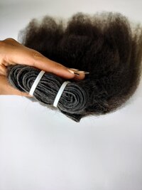 Natural Black Kinky Straight Human Hair Weft Extensions