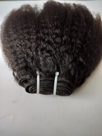 Natural Black Kinky Straight Human Hair Weft Extensions