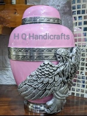 Monarch New Style Engraving,Pink Enameled With Angel Cremation Ash Urn - Color: Pink