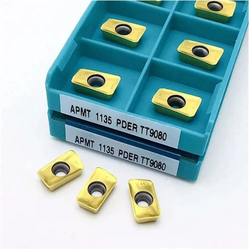 APKT 1705 Carbide Milling Insert Taegutec - Carbide Material, 5mm Thickness, Golden Color | Polished Coating, Designed for CNC Machine Usage