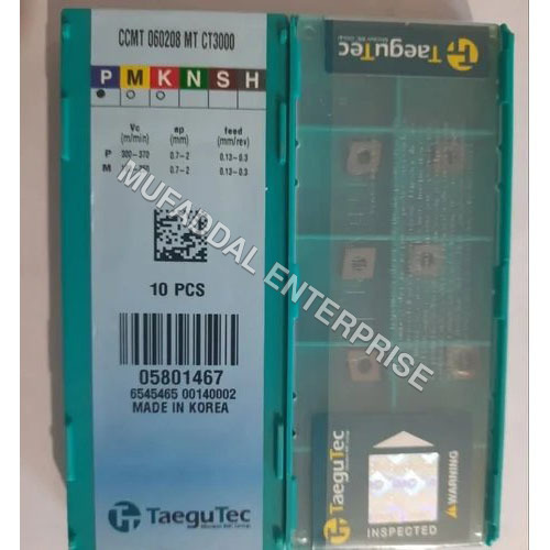 CCMT 09T308 FG CT3000 Ceremt Inserts - Carbide, Standard Size, Silver Color, 3mm Thickness, Box Containing 10 Pieces | Suitable for CNC Machine