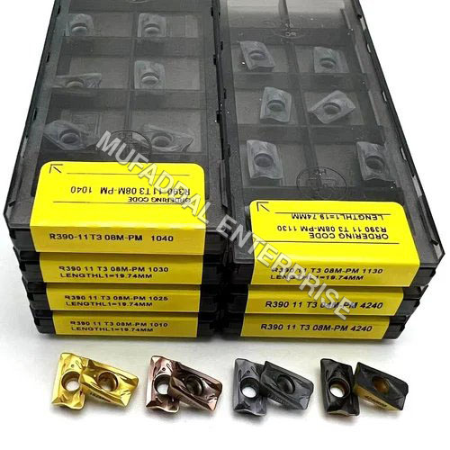 R390 11T308 1025 Endmill Carbide Insert - 6mm Thickness, 10 Pieces per Box | Hard Polished Coating for CNC Machine Use