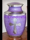 Triesty Cross Engraving with Enameled Handmade Cremation Ash Urn