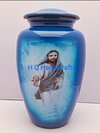 Aluminium classic Jesus printed, Enameled Cremation Ash Urn
