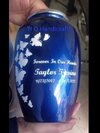 Aluminium Classic Butterfly Printed, Handmade Enameled Cremation Ash Urn - Color: Hex Colour (#0a2472)