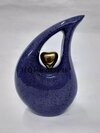 Luxury Tear Drop with heart, black fire Cremation Ash Urn
