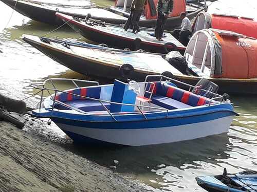10 Seater Passenger Boat - Fiberglass 5m x 2m x 1.5m Outboard Motor 10 Cushioned Seats Manual Assembly 2023 Model for Recreational Boating