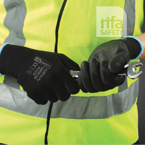 PU103X Diamond Grip Black Polyurethane Coated Gloves