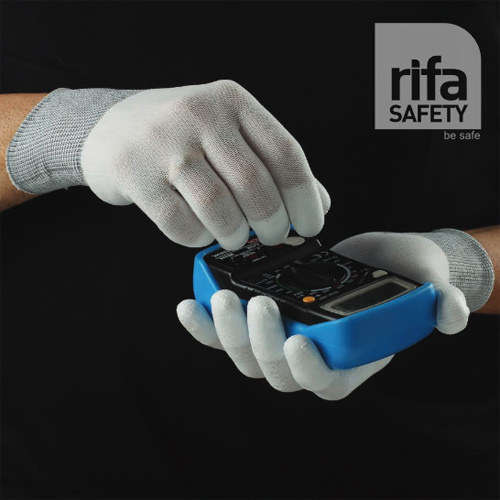 Rifa ESD Fingertip PU Coated Gloves White