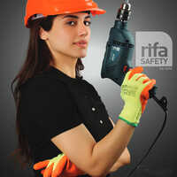 L 101e Orange And Yellow Latex Coated Gloves - Gender: Unisex