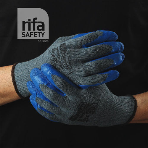 L101E Safe-Grip Blue And Grey  Latex Coated Gloves - Style: Full Finger