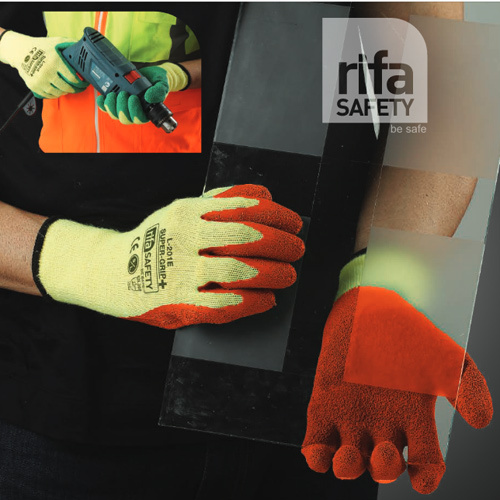 L201E SafeGrip Plus Heavy Duty Crinkled Latex Coated Gloves Cut Level 2