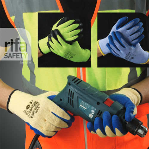 L201 Safe-Grip Plus Premium Green And Yellow Latex Coated Gloves - Pattern: Plain