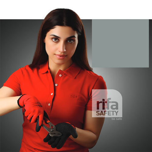 L 401 Flex-E Grip Crinkled Latex Coated Gloves Red/Black