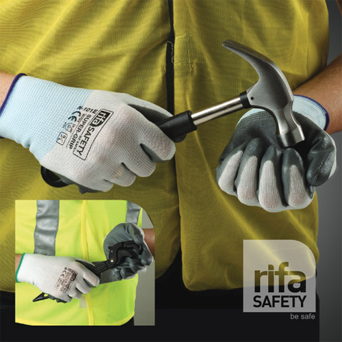 N101E Super Grip Grey And White Nitrile Coated Gloves