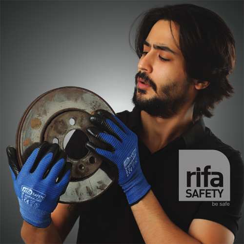 N101U3 Super Grip Blue And Black Nitrile Coated Gloves