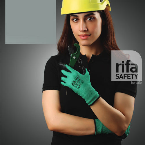 N101A-N101E Super Grip Green And Black Nitrile Coated Gloves - Pattern: Plain