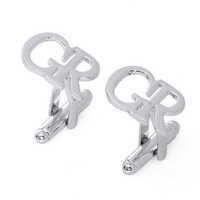 Silver Alphabet Cufflink - High-quality Metal, Standard Size, Silver Finish - Personalizable, Designer Style For Formal Attire