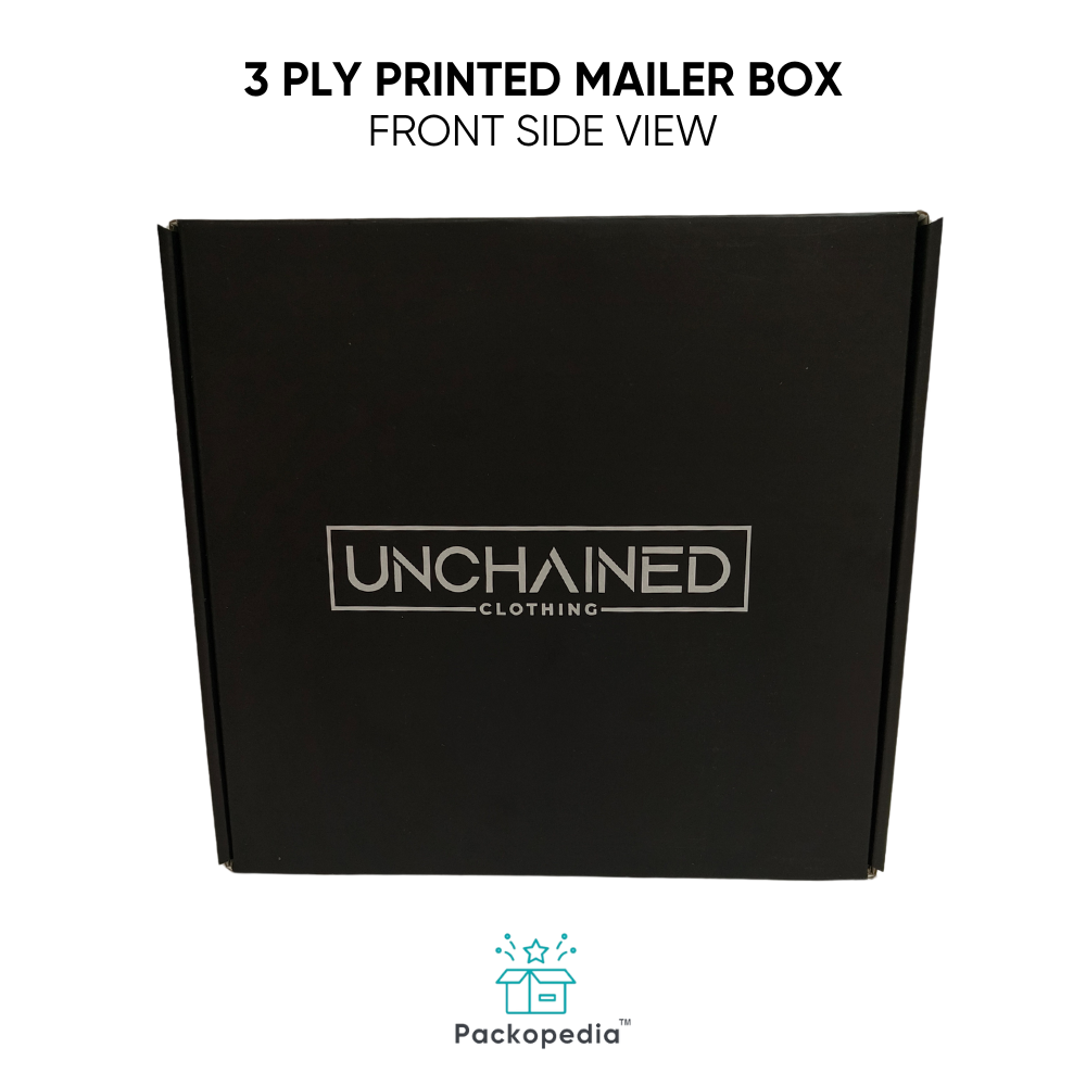 3 Ply Printed Corrugated Branded Mailer Box - Black Color With Lamination