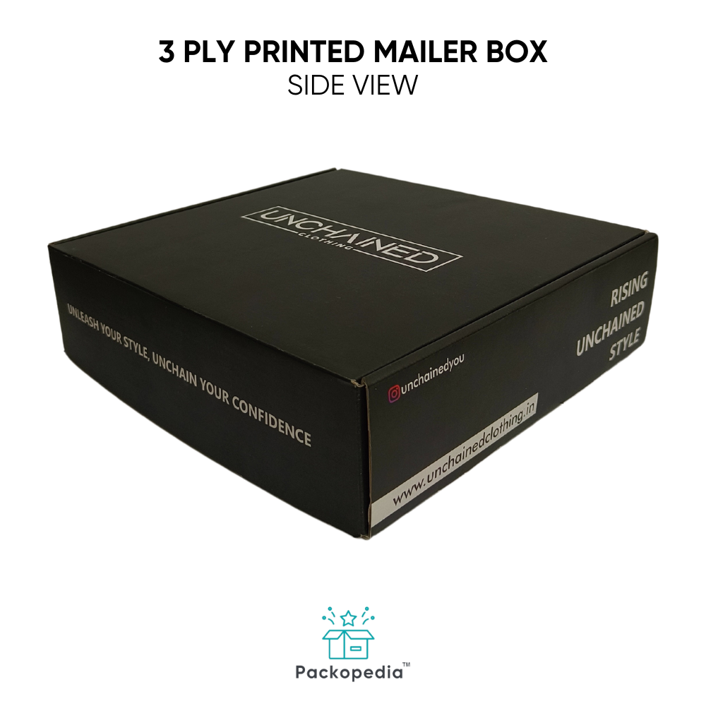 3 Ply Printed Corrugated Branded Mailer Box - Black Color With Lamination