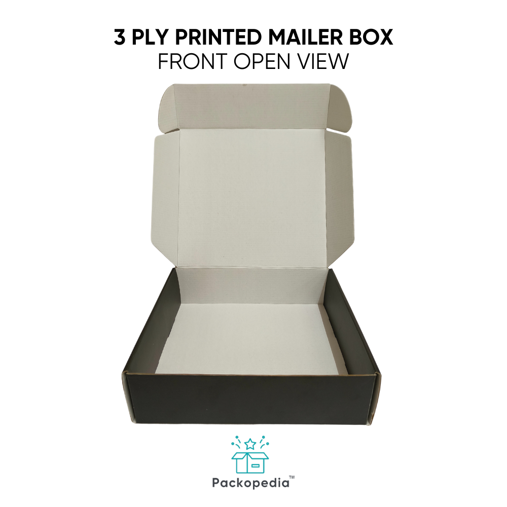 3 Ply Printed Corrugated Branded Mailer Box - Black Color With Lamination