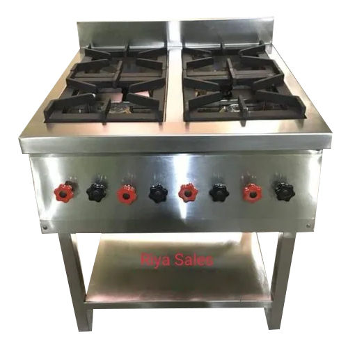 Ss Commercial Four Burner Range - Interior Coating: Stainless Steel