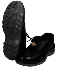 Mangla Glitter Leather Safety Shoes - Color: Full Black / Black-grey