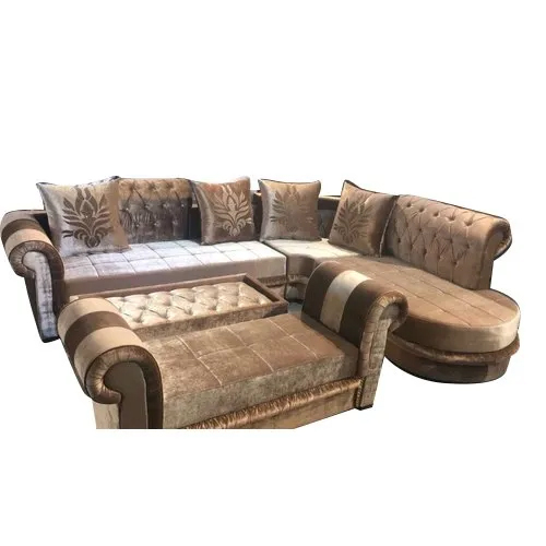 L Shape 8 Seater Brown Designer Sofa Set