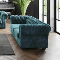 Chesterfield Sofa Set - Durable Fabric, Standard Size With Modern Indian Design | Includes Classic Tufted Sofa & Matching Armchair