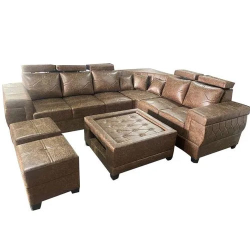 Leather Living Room L Shape Sofa Set - Feature: Durable