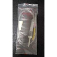Blood Transfusion Set - Plastic, Pvc, 150cm Length, White Transparent Color | Includes Air Vent, Drip Chamber, Flow Regulator, Needle, Single Use Only