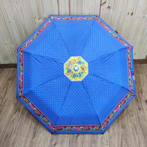 Jainsons 3 Fold Auto Plain Colour Umbrella - Plastic & Polyester, 23.5 Inch, Blue Color | Stylish, Lightweight, Foldable, Steel Handle, All-Season Use