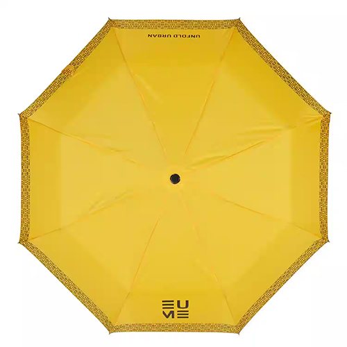 EUME 3 Fold Beautiful Umbrella for Women - Nylon, 23.5 Inches, Yellow | Foldable Design, UV Protective Silver Coated Fabric