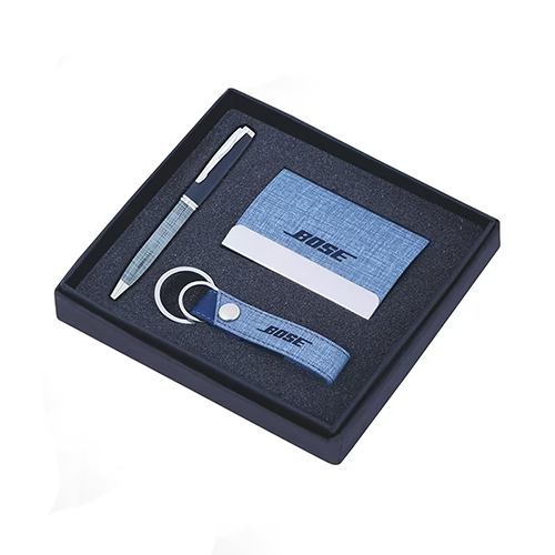 Bose Pen Keychain and V Card Holder - Leather Customized Size Sky Blue Color Rectangular Shape - Perfect for Organizing Pens and Business Cards