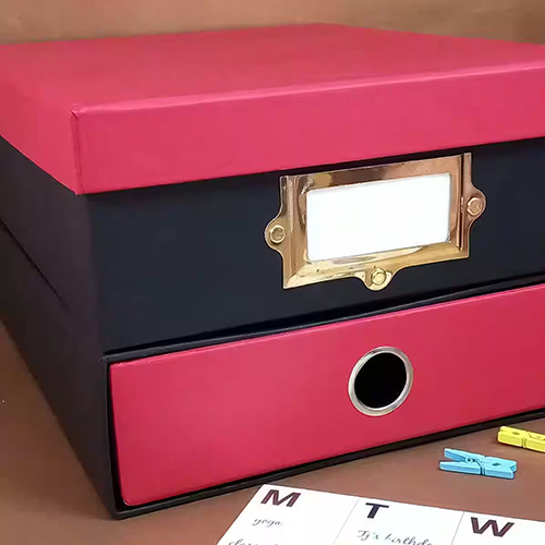 Organiser Drawer A4 Slim Storage Stationery Red Gifts Box