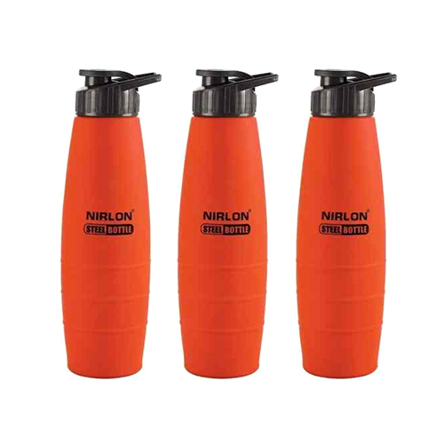 1Ltr Nirlon Eco Orange Stainless Steel Water Bottle With Sipper Cap