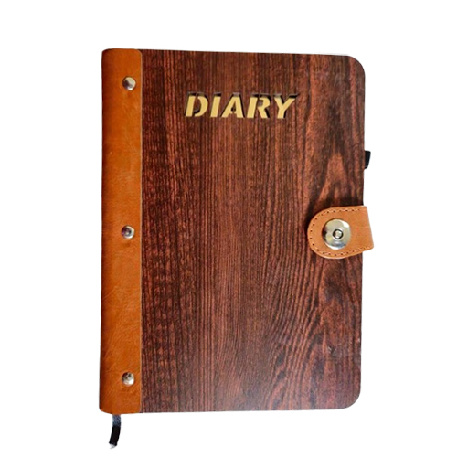 Wooden Note Book With Lock - Wood & Soft Leather A5 Size Elegant Vintage Style Easy to Use with Secure Lock for Safe Writing
