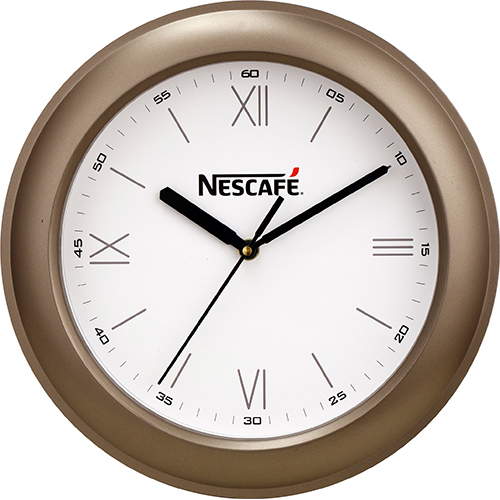 Nescafe Wall Clock - High-Quality Plastic Standard Size Luxurious Gold Color | Quartz Mechanism 400 Grams 18-Month Warranty Elegant Design