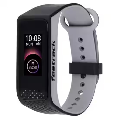 Fastrack Reflex 3.0 - Durable Plastic, Standard Size, Midnight Black & Grey Accent | Unisex Smart Band with Digital Display, Fitness Tracking, Warranty