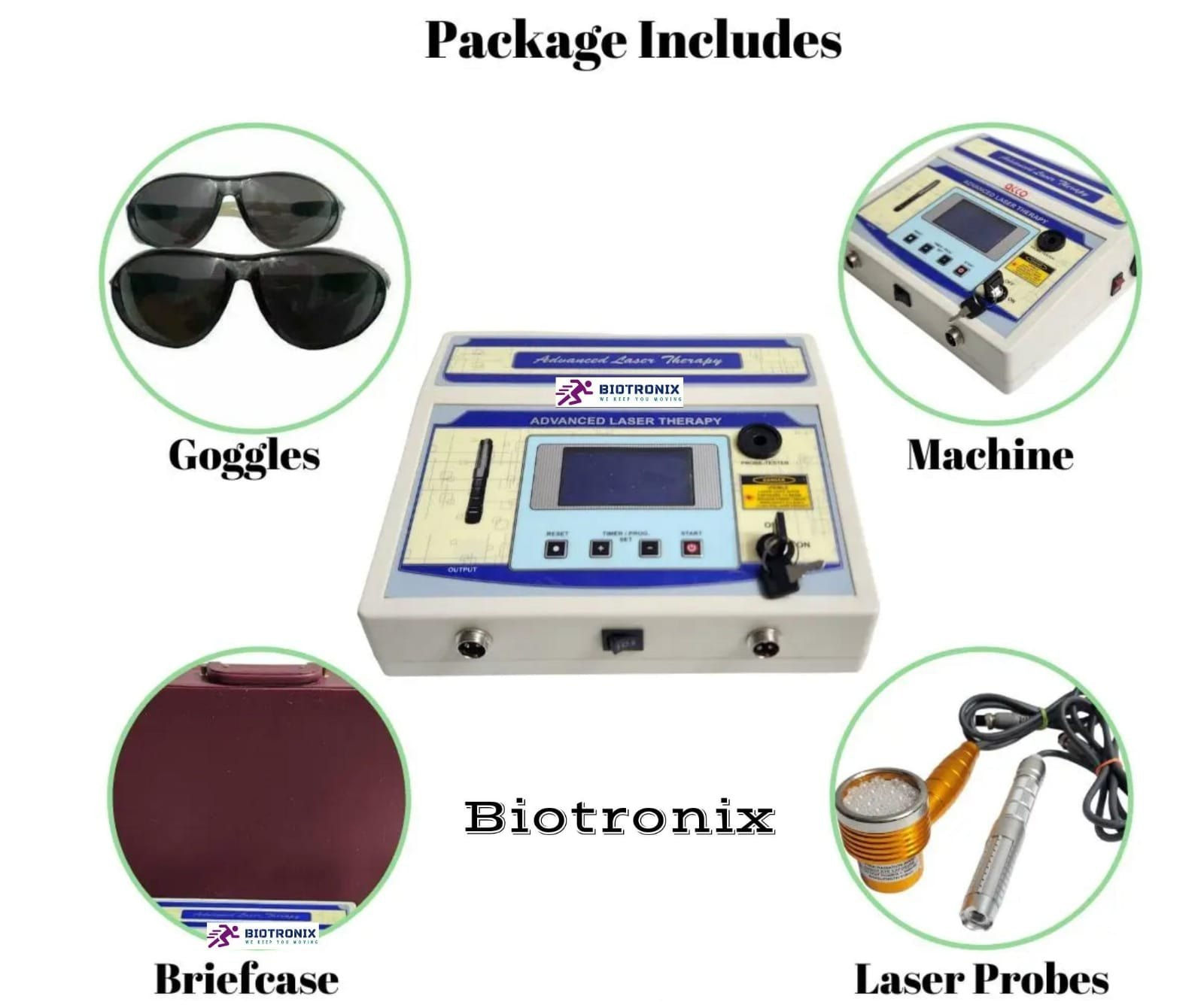 Computerized Laser Therapy Equipment Dual Probe Pointed and Cluster 750mw 2 Year Warranty