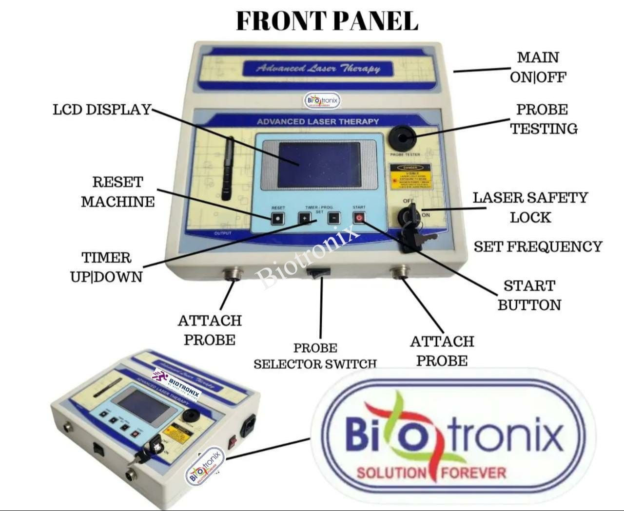 Biotronix Pain Relief Laser Therapy Device Pointed and Cluster Probe Physiotherapy