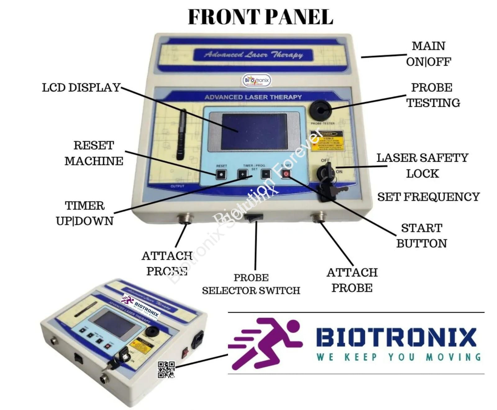 Computerized Laser Therapy Equipment Advance Pre Program Dual Probe Laser Pointed and Cluster