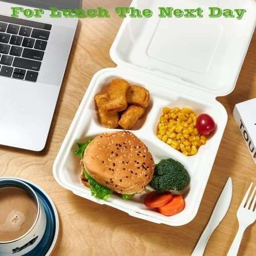 Bagasse Plain & Compartment Clamshell Box