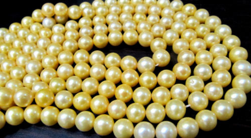 Natural Golden Pearl  5mm Round Beads Sold Per Strand 5 inches Long