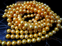 Natural Golden Pearl  5mm Round Beads Sold Per Strand 5 inches Long