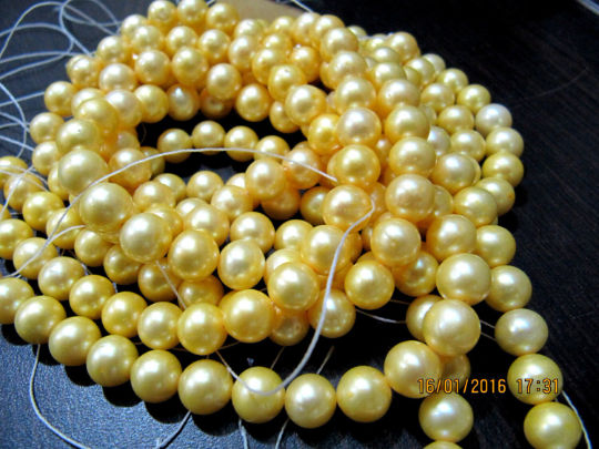 Natural Golden Pearl  5mm Round Beads Sold Per Strand 5 inches Long