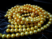 Natural Golden Pearl  5mm Round Beads Sold Per Strand 5 inches Long